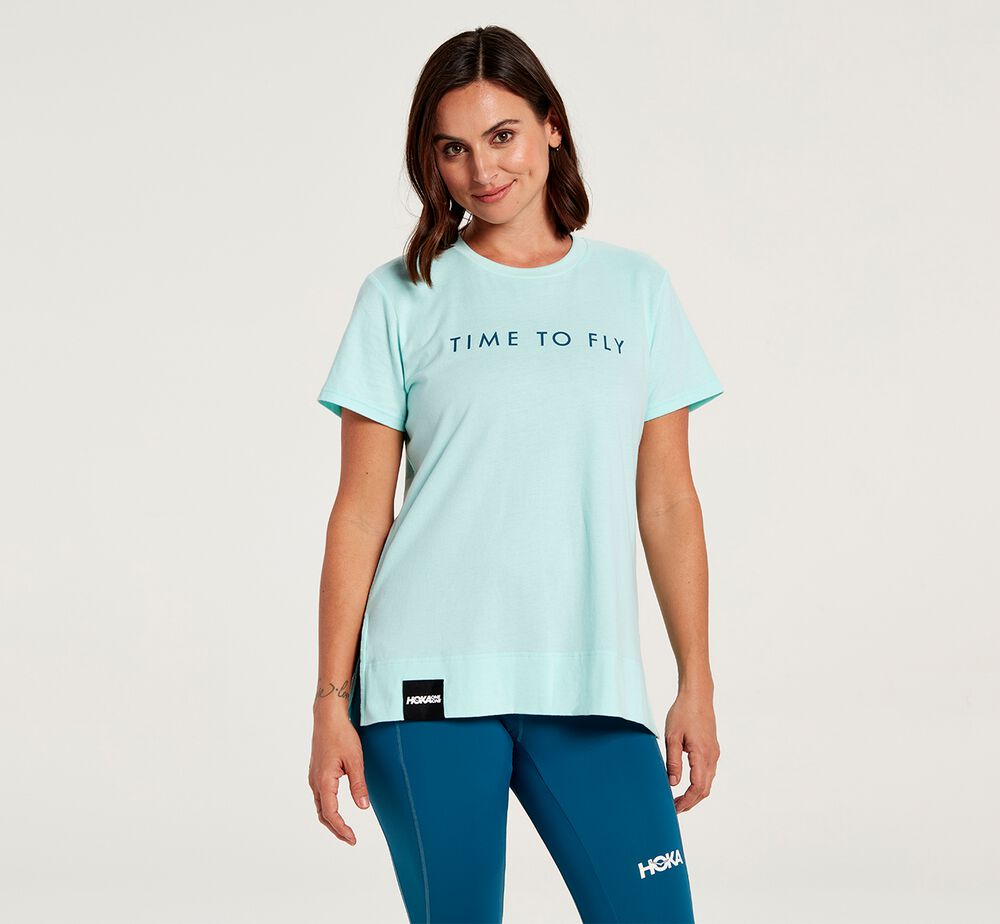 Hoka One One Brand T-Shirt Dam Turkos - SE-4853102